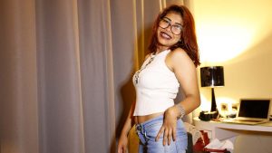 Asian Nerd with big tits gets creampied