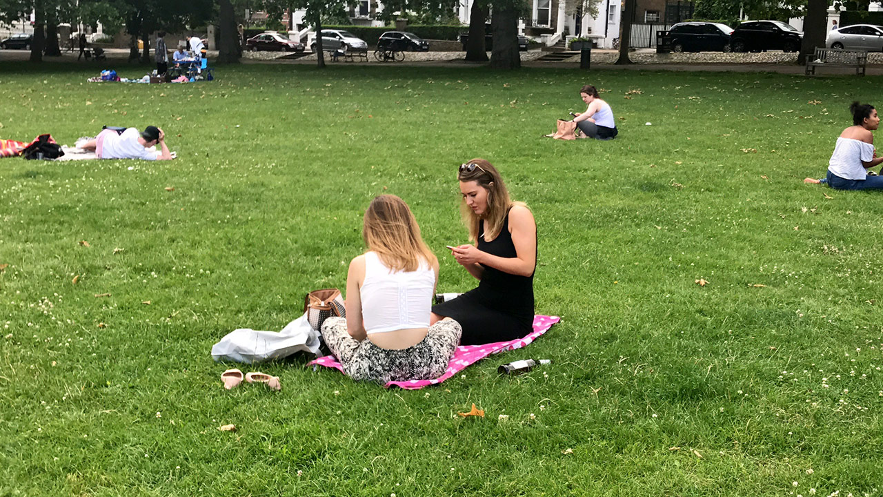 Watching London park girls