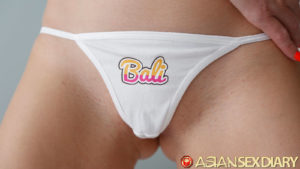 Shaved Redhead pussy mound in thong panties