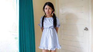 Asian Teen Upskirt sex in short dress with creampie ending