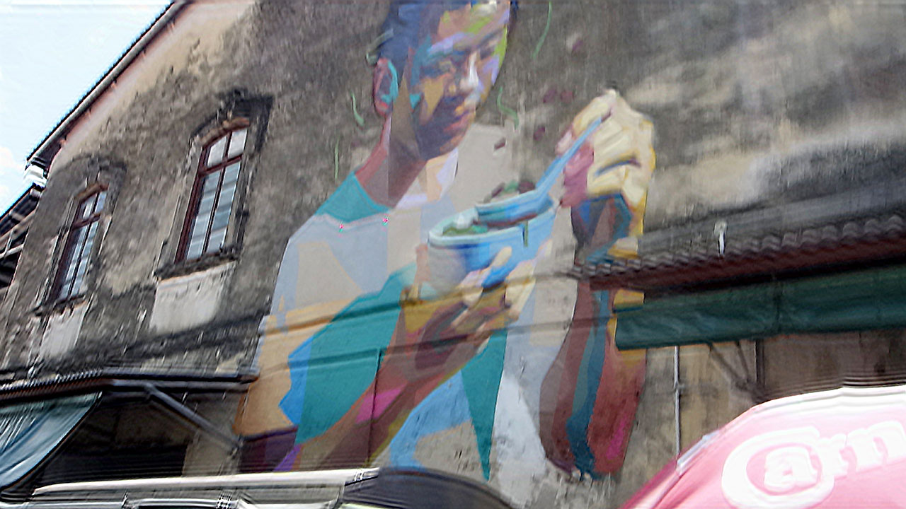 Soup Eating Mural on Penang City Walk