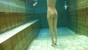 Nude Swimming Underwater footage in pool