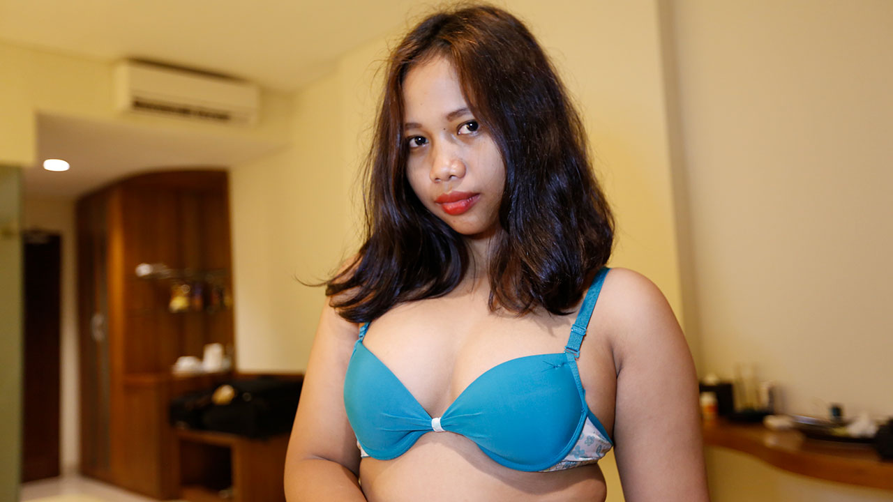 Innocent looking Malaysian girl next door in bra comes begging sex and gets it