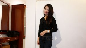 Horny Little Asian smiling in jeans