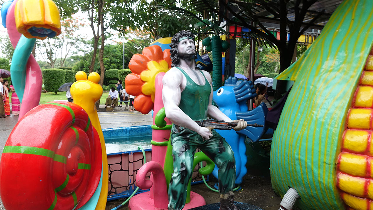 Happy World Yangon RAMBO statue