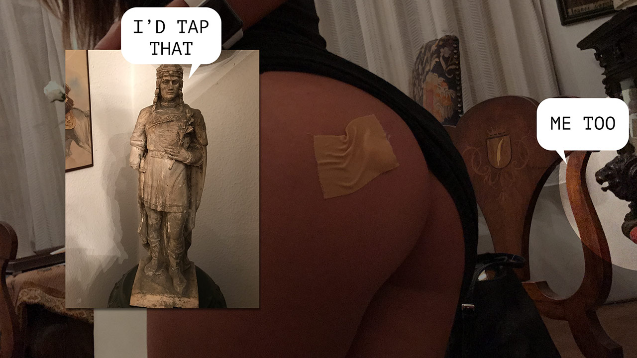 Comic overlay with Amirah Adara gets hot thong ass needle injection at strange museum-like doctor's office