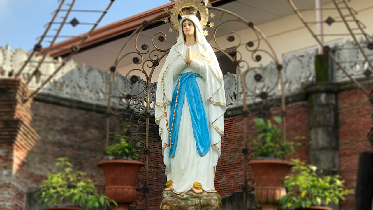 Virgin Mary statue outside Angeles City FRIDAY MASS gathering