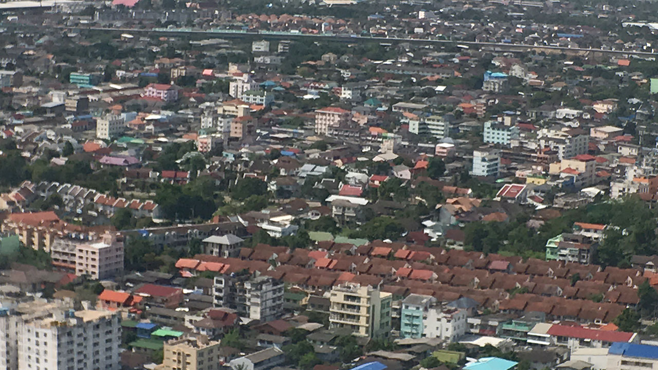 View from plane on Bangkok morning flight