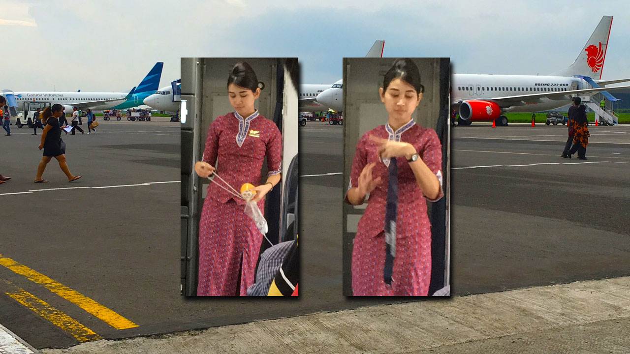 Cute flight attendant on my flight to Bandung - the Paris of Java