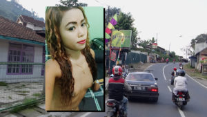 View riding up hills of Bandung on motorbike and exposed ASIAN NUDE SELFIE with bare tits and small nips