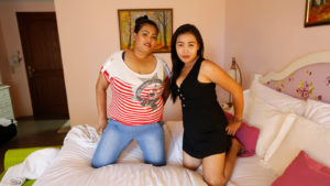 Chubby MILF Threesome starts with these heffers on my bed