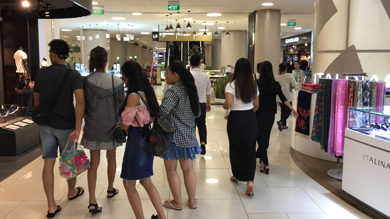 Scene inside hall while on Yangon Mall Hunt for girls