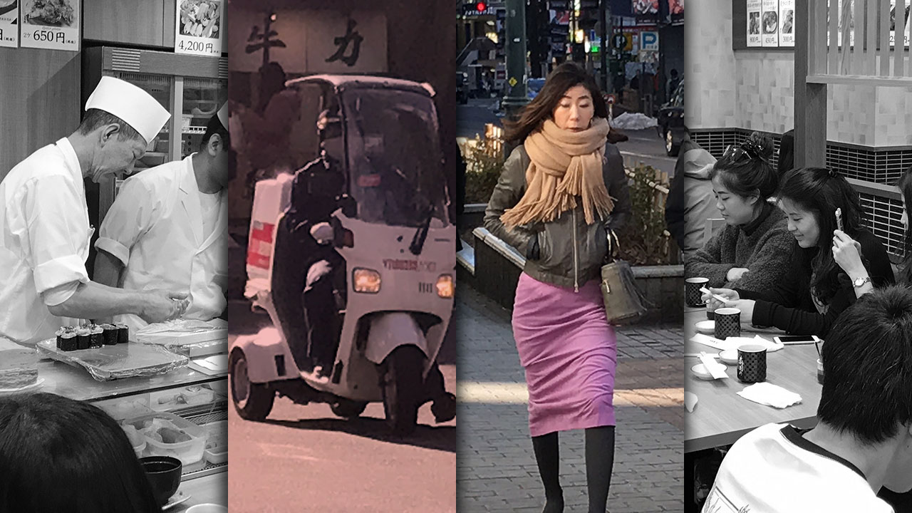 Collage of girls and imagery photographed on my own personal Tokyo Walking Tour