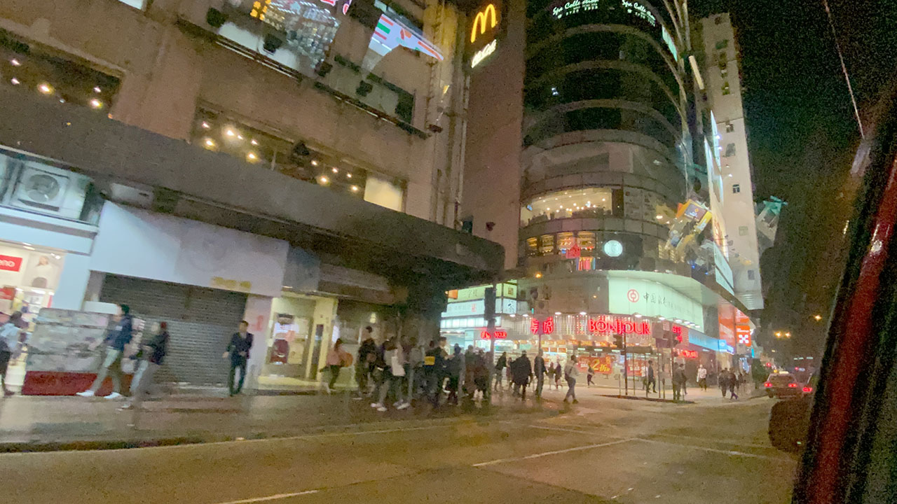 View of streets at night from window of cab upon my Hong Kong 2020 arrival