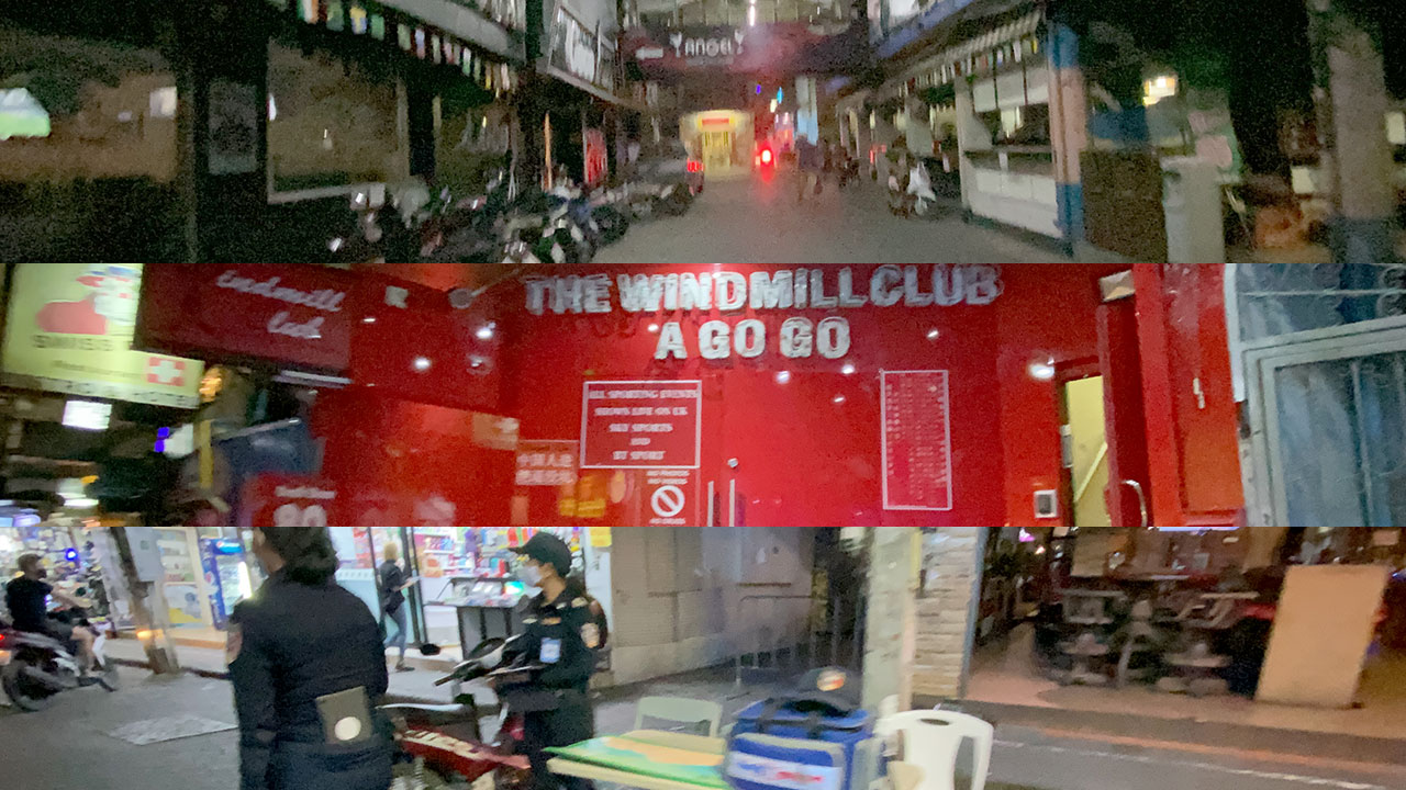 Collage of scenes during Walking Street Lockdown