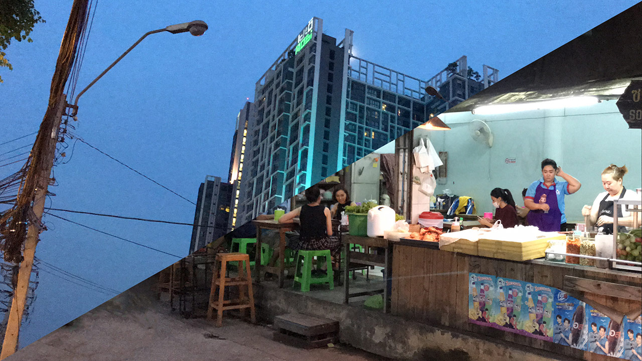 Scene of building and markets on Bangkok Night Walk