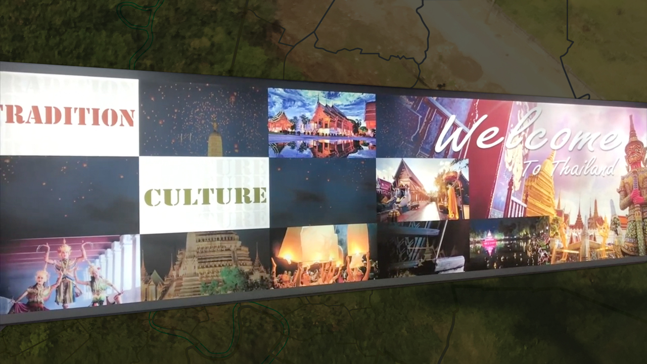 Field from plane and Airport welcome sign on flight from Phuket To Bangkok