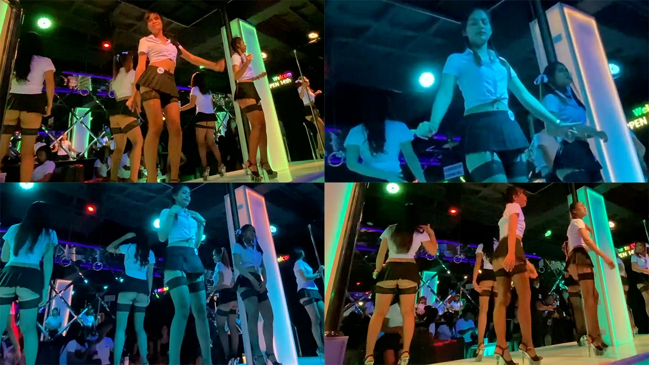 Artistic collage of Cute Girls Dancing in skirts on stage