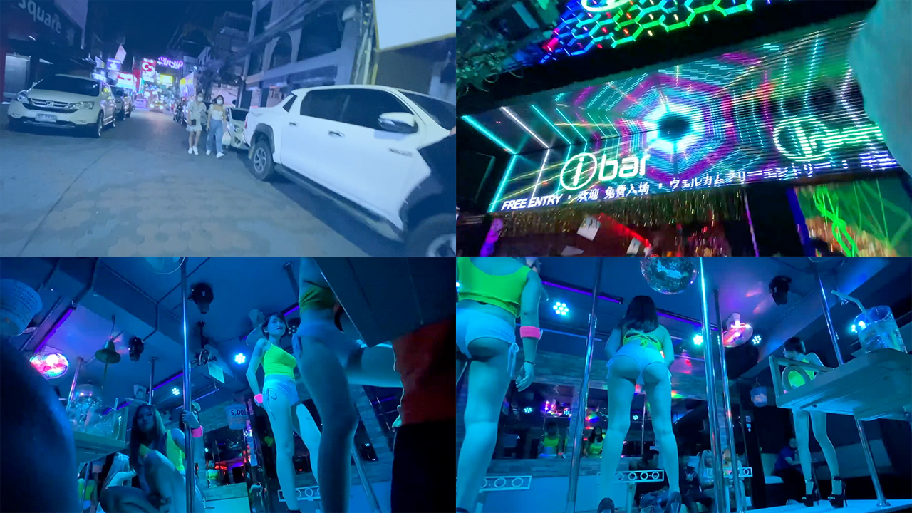 Collage of scenes from inside GoGo bars along Pattaya Thailand Walking Street