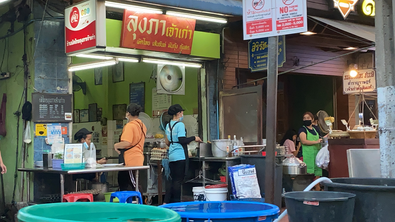 View of shops on Khao San Road Bangkok