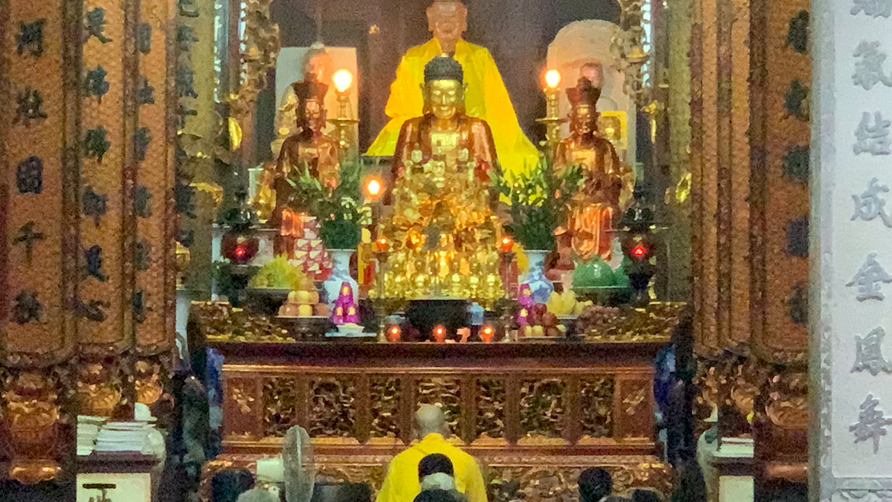 Hanoi Monks temple viewed inside