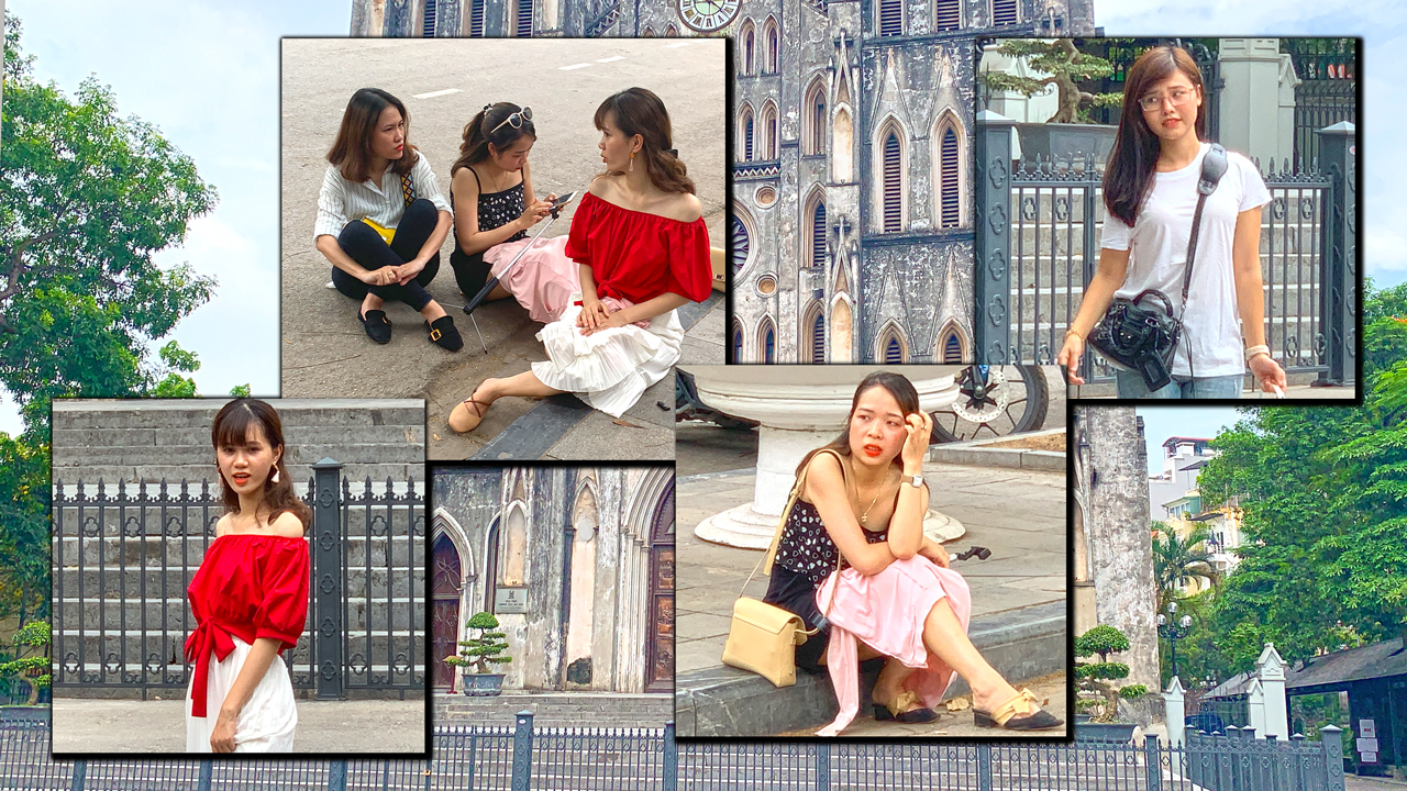 Collage of girls at the Hanoi St Josephs Cathedral