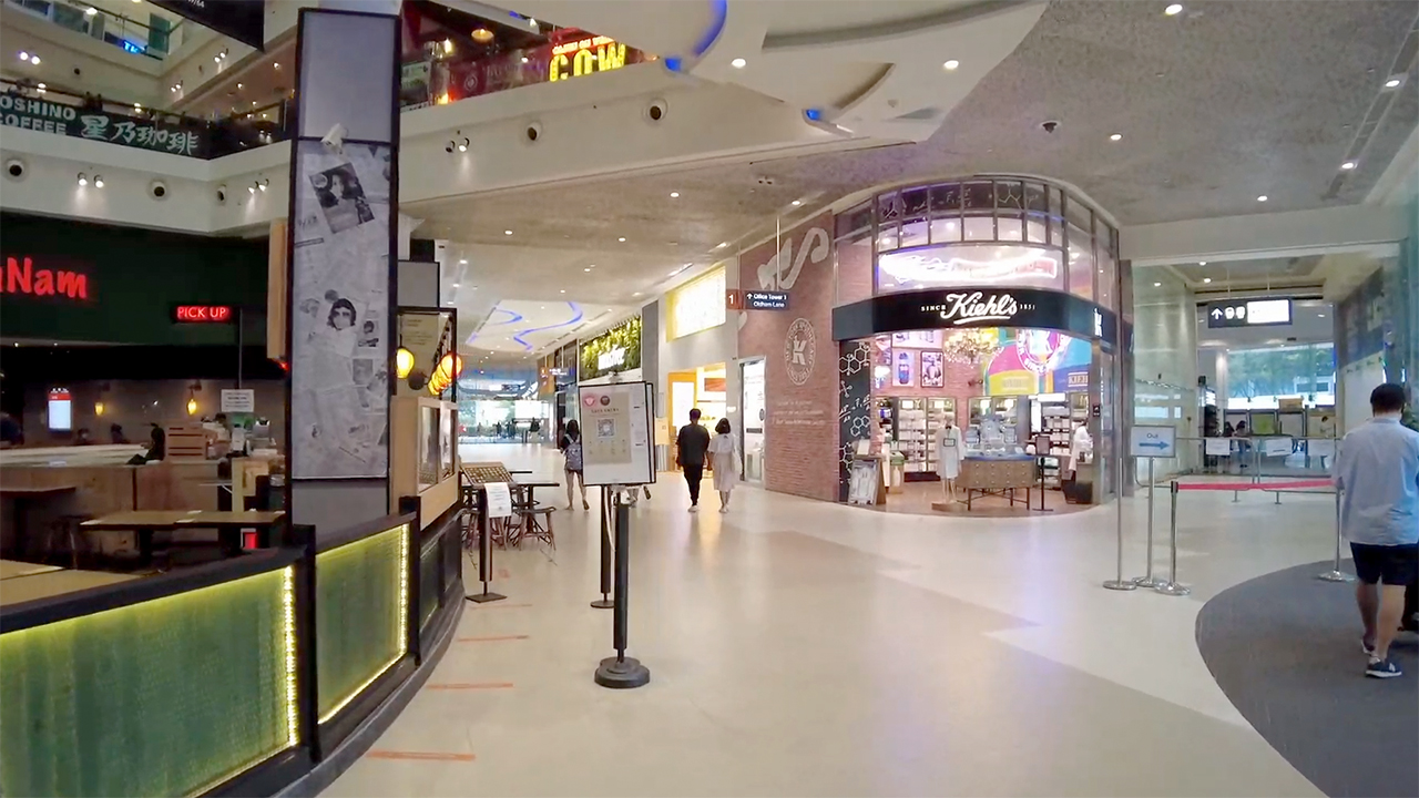 View inside on Singapore mall walk showing Namnam restaurant