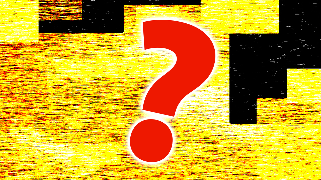 Question mark artistic yellow and red poster image for Brand Merchandise post