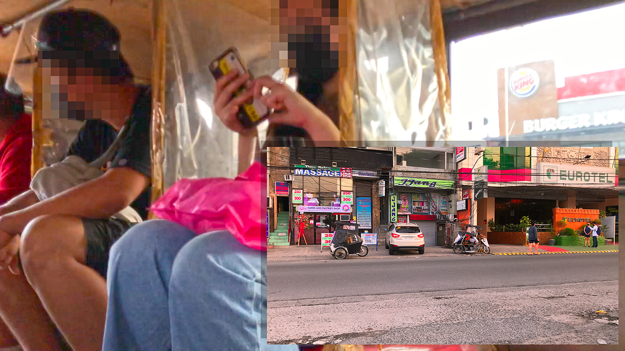 View inside Angeles City Jeepney Ride showing plastic dividers during pandemic