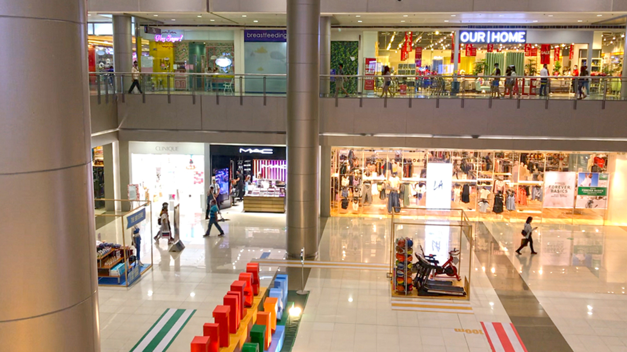 View inside SM Mall from escalator
