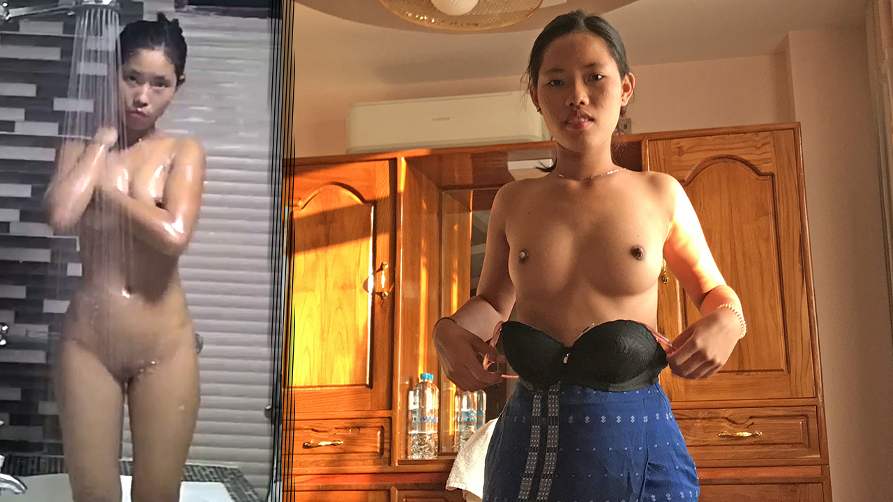Skinny Filipina Showering Tiny Tits and body off before leaving