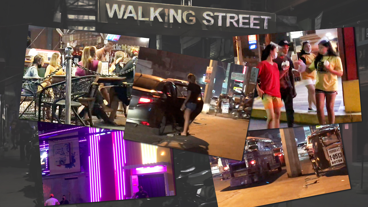 Collage of Hot Girls Walking along Fields Walking Street in Angeles City