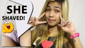 Crystel B with blonde hair and FRESH SHAVED PUSSY in picture collage