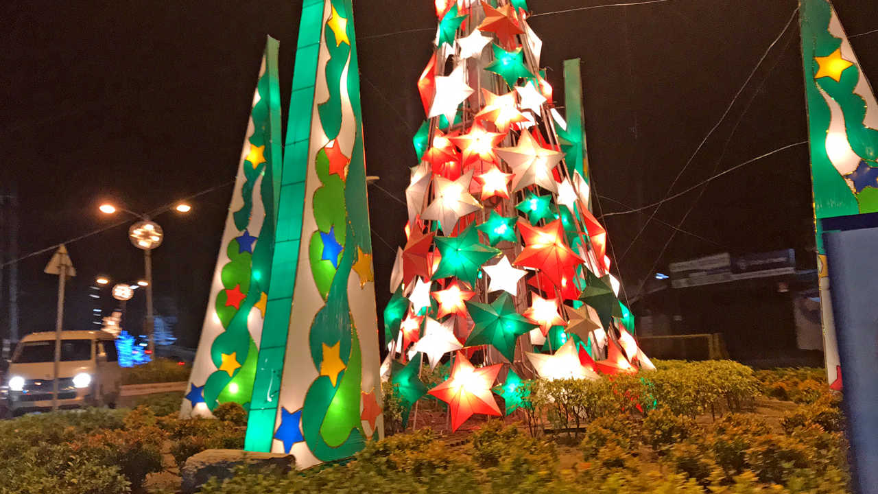 View of Angeles City Christmas decorations at police station