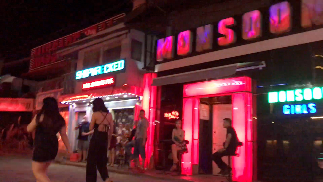 View of Monsoon Angeles City club from street at night