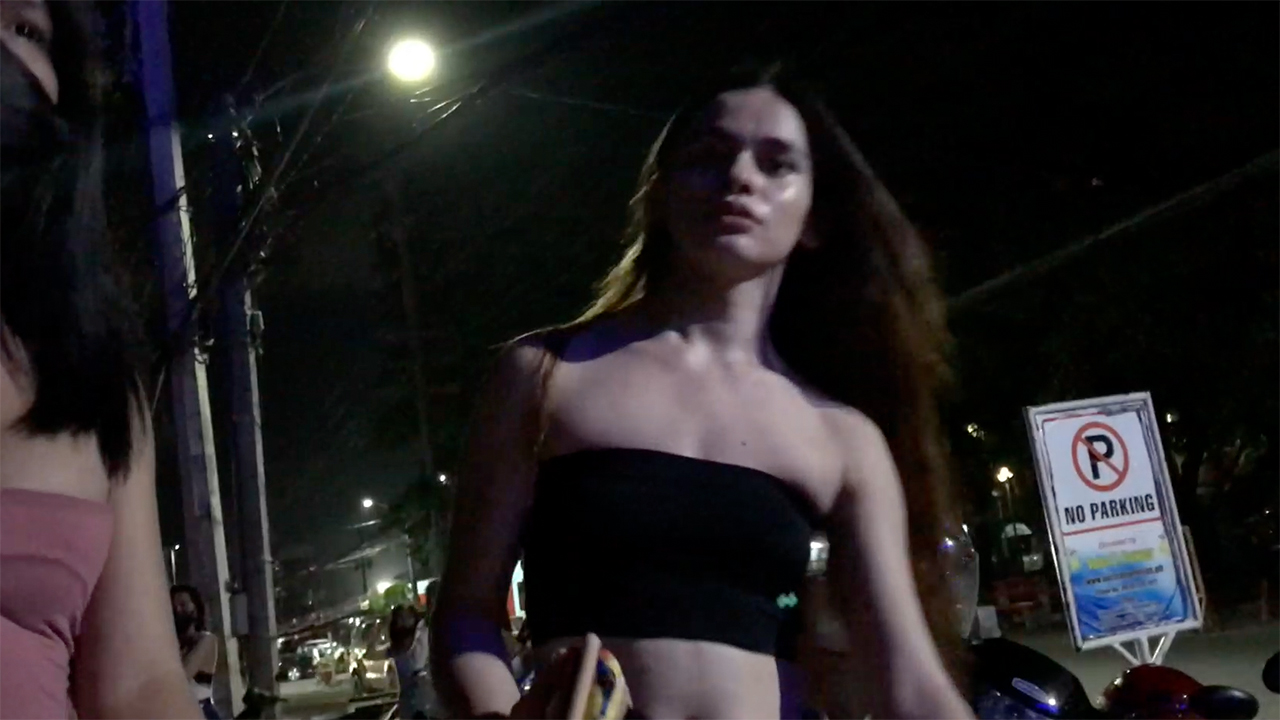 Pinay TS with flat chest spotted walking in Angeles City Philippines