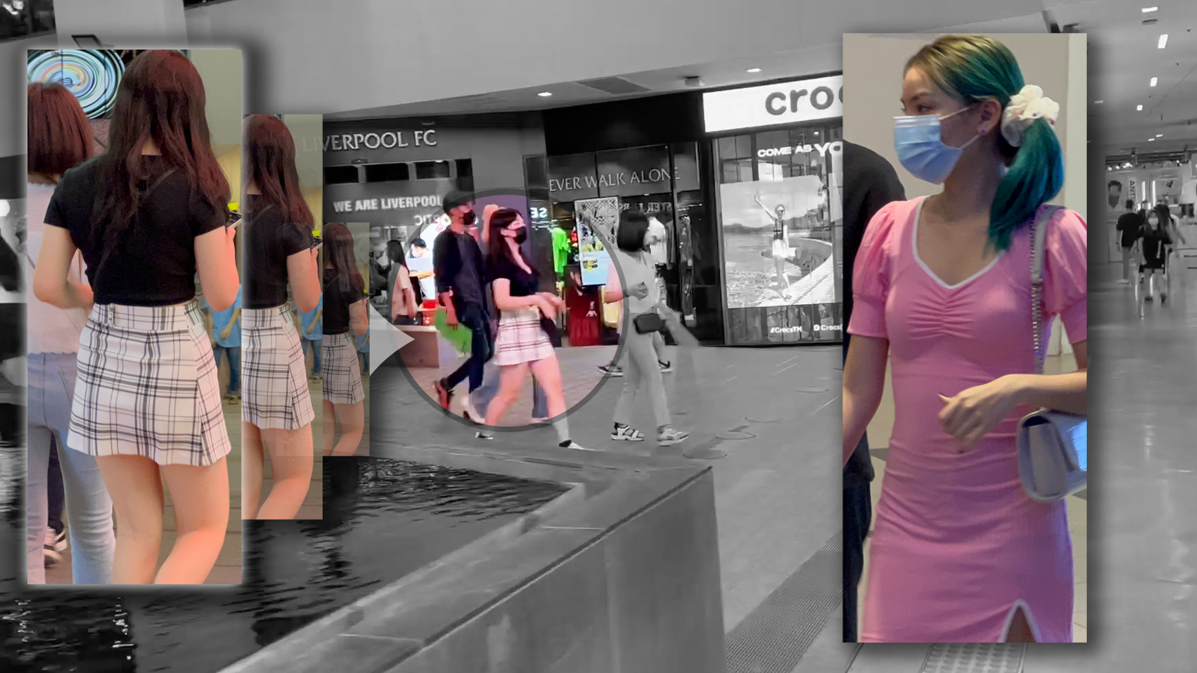 Leggy Girls in skirts and short dressed at the mall