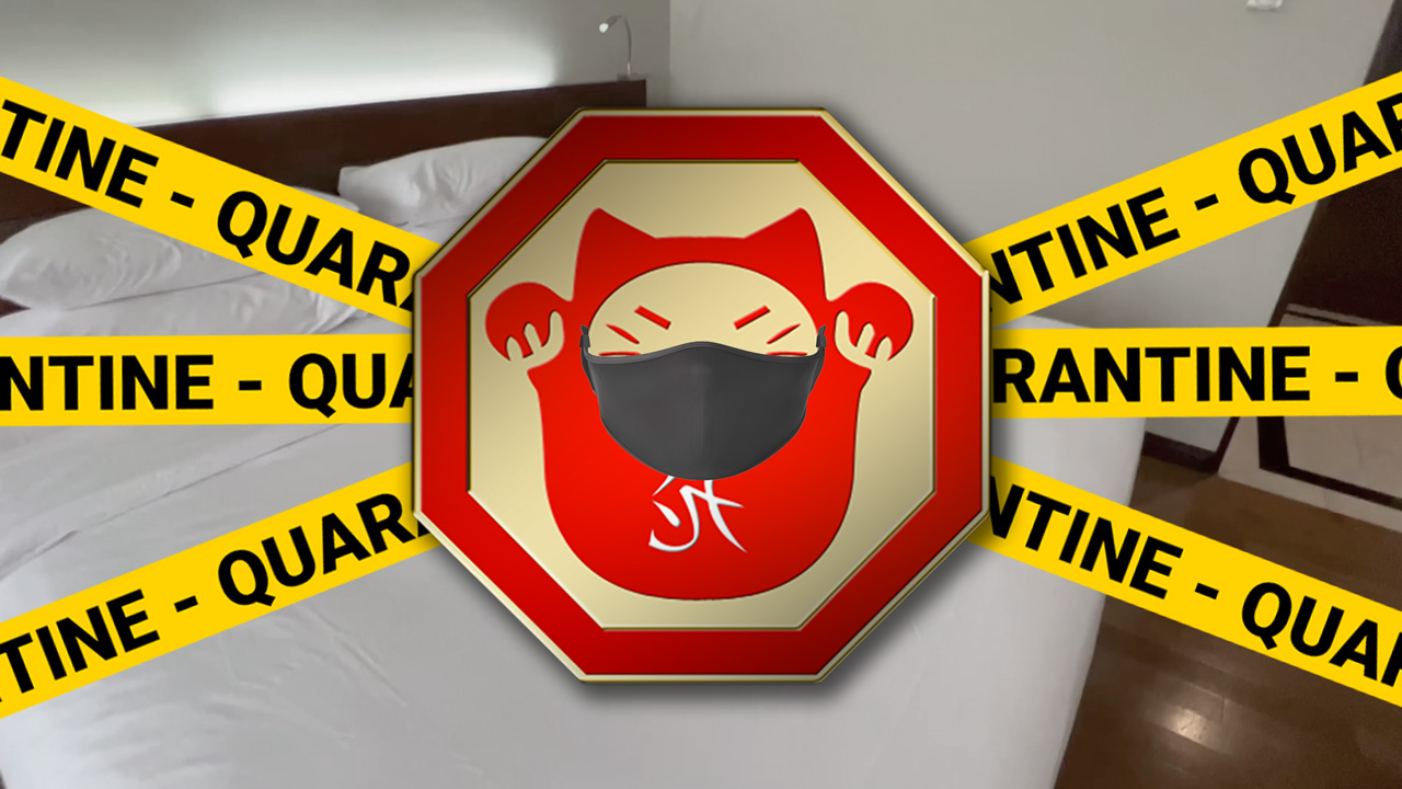 View of hotel bed and and Quarantine In Thailand graphic