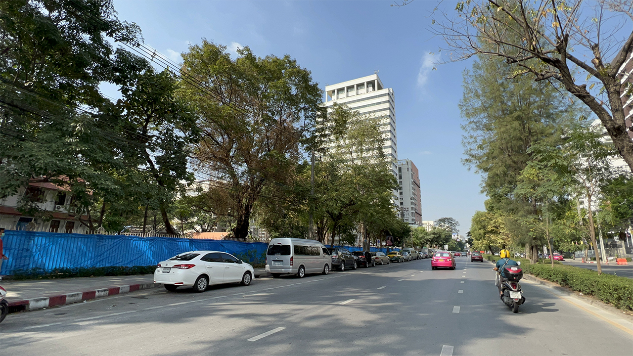 POV view from back of Bike Taxi in Bangkok Thailand