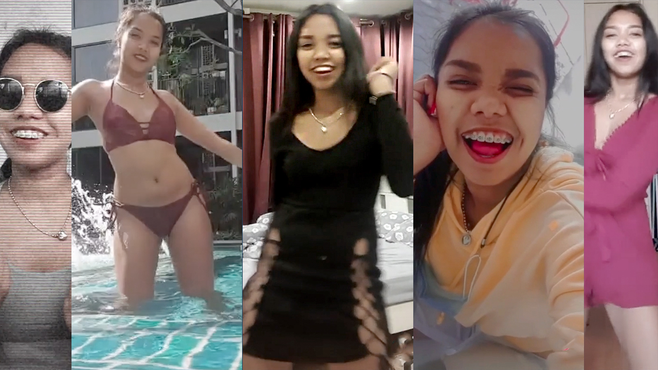 Sexy Social Media addict Fon B poses cute and sexy in collage of video stills