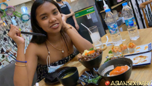 On date with cute brace faced Asian girl