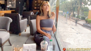 Picking up busty Asian girl in public