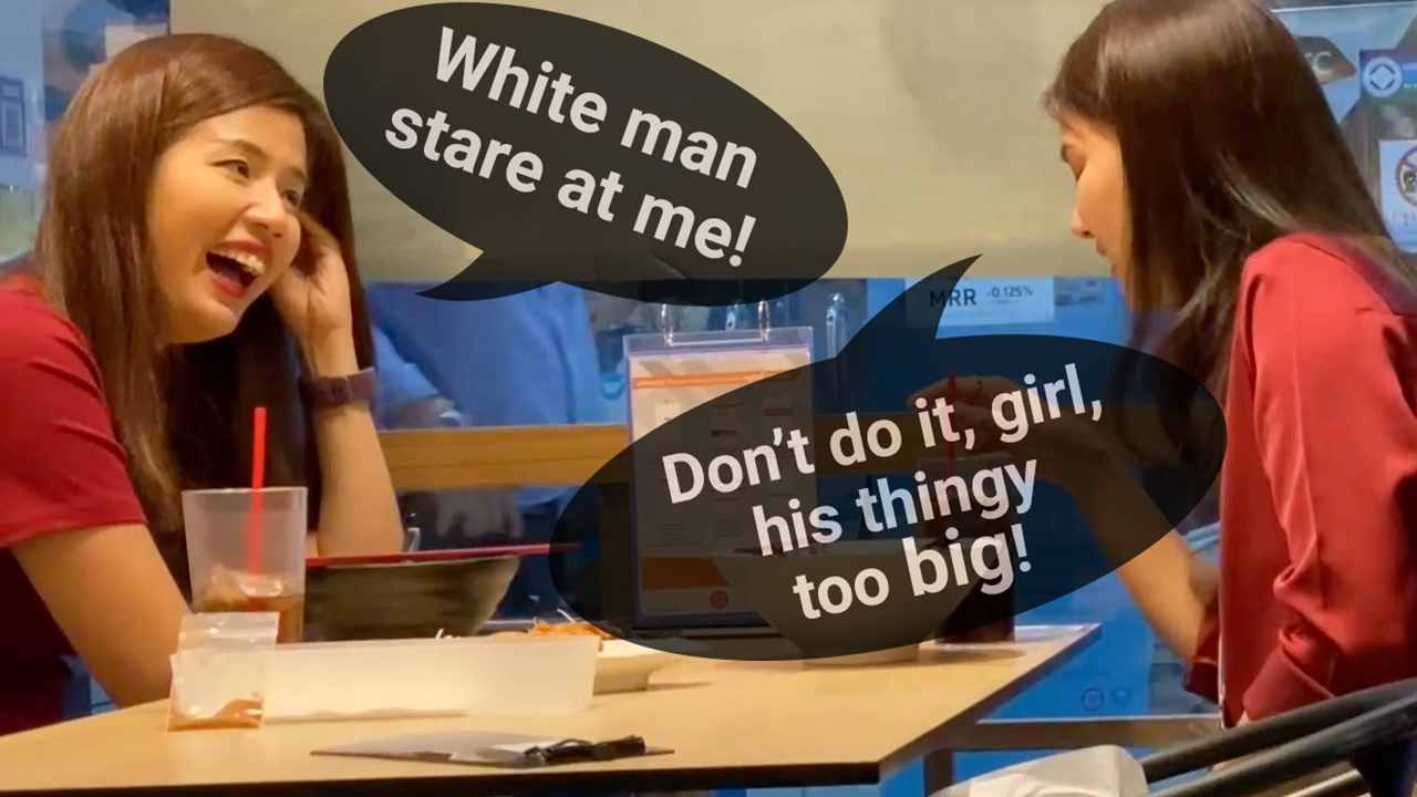 Cute Thai Girls Eating Out at local eatery inside the mall