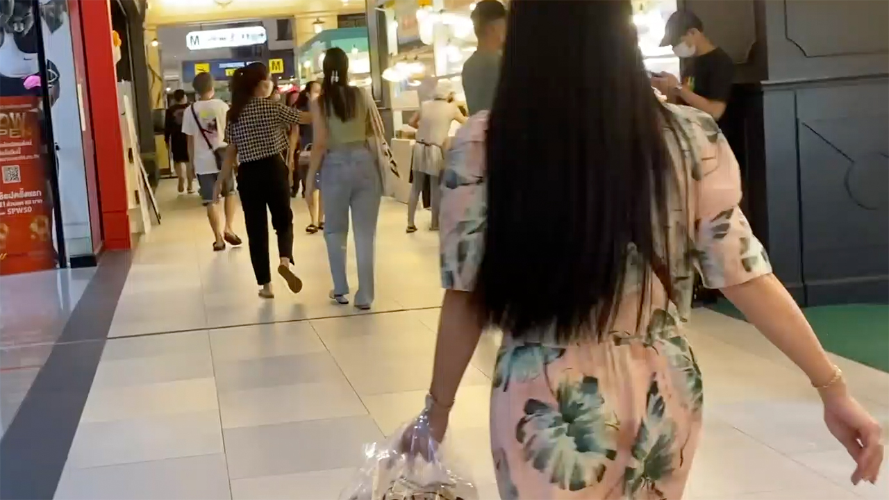 View of nice ass in dress in Terminal 21 Pattaya mall