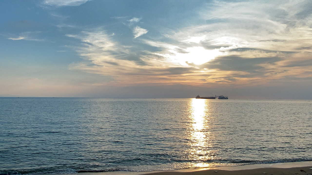 Calm view of sunset taken at Jomtien Beach in July 2022
