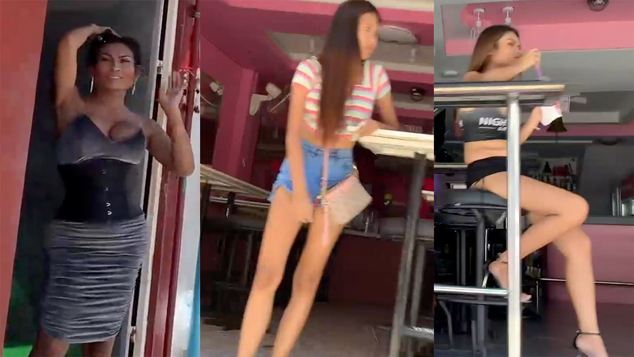 Collage of girls sitting and standing around Soi6 Pattaya on my early walk