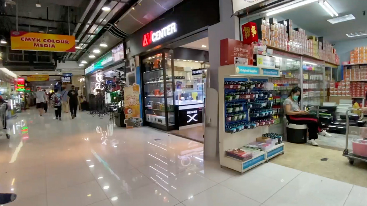 Bangkok Thailand Mall stores viewed from POV