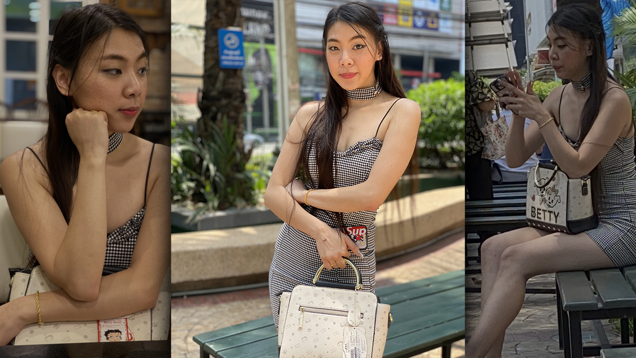 Collage of meeting Hot Thai Model Bunny B at mall