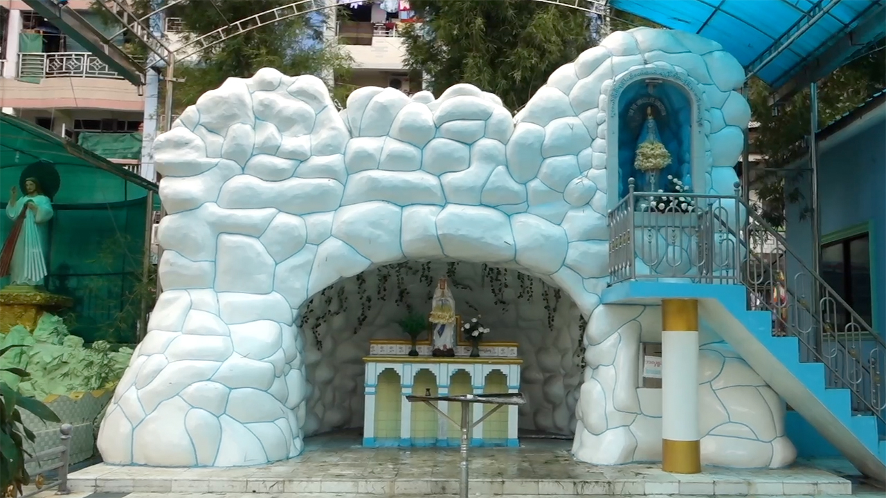 Blue and white small Yangon Church