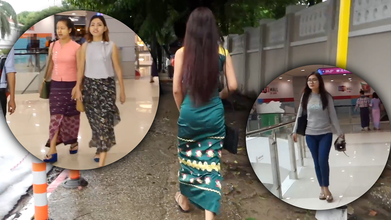 Collage of Myanmar Sexy Women seen at Yangon mall